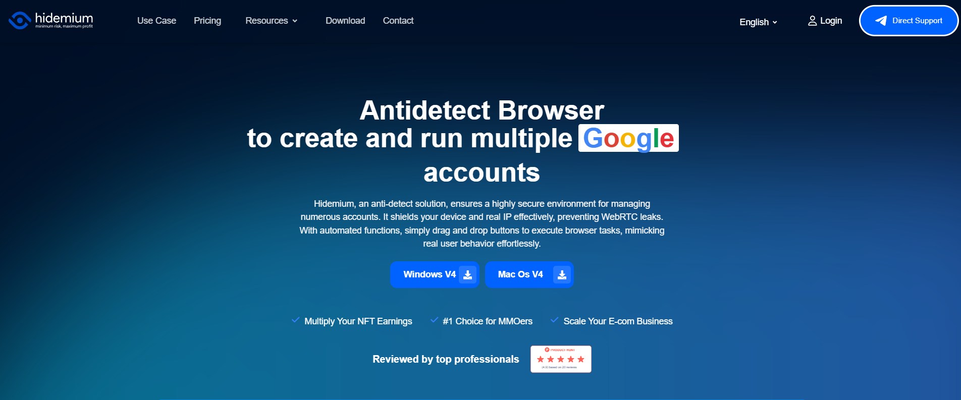 Hidemium antidetect browser interface for creating and managing multiple browser profiles and online accounts securely